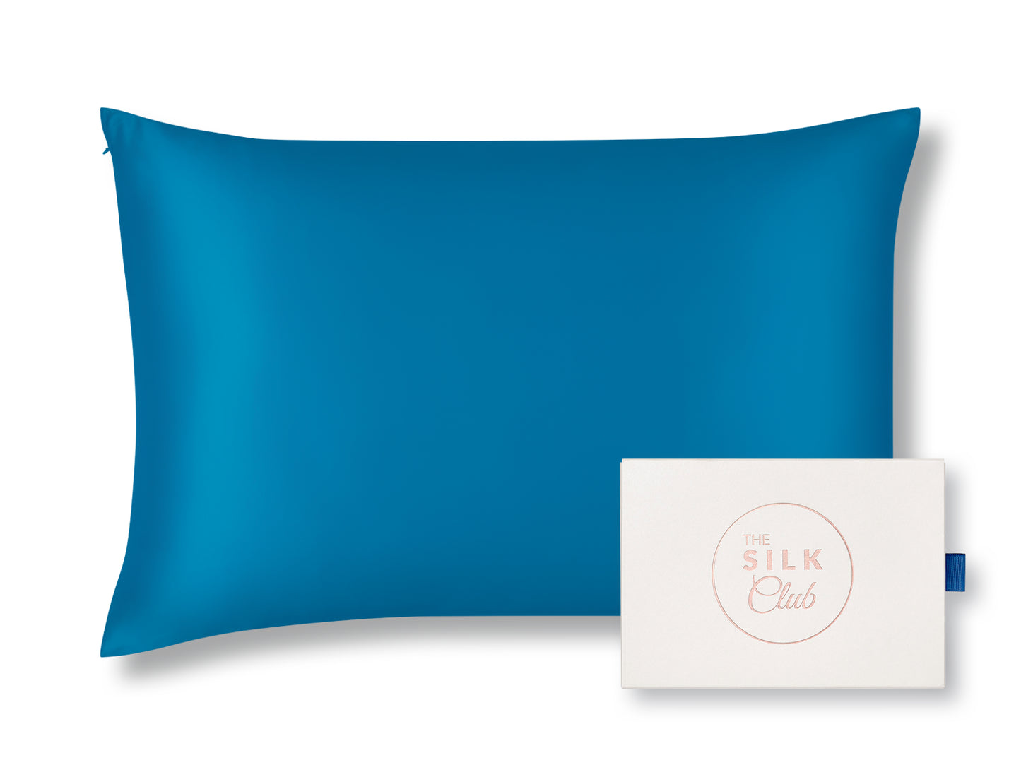 Azure Blue Mulberry Silk Pillowcase with Gift Box