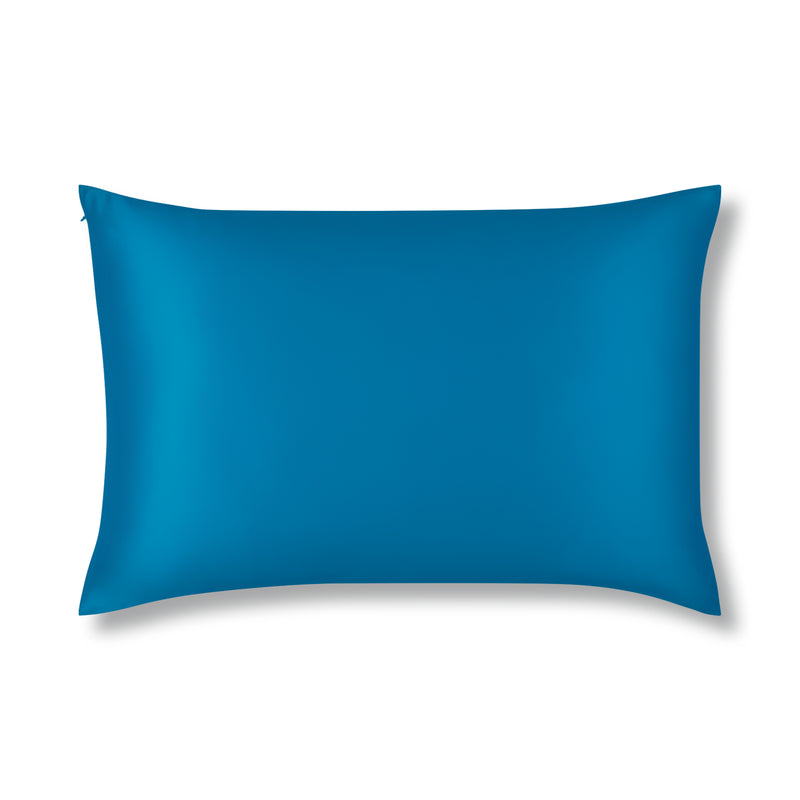 Azure Blue Pure Silk Pillowcase Made From Organic 22 Momme Mulberry Silk - The Silk Club