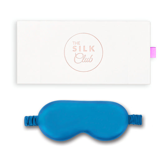 Azure Blue Silk Sleep Mask with Gift Box