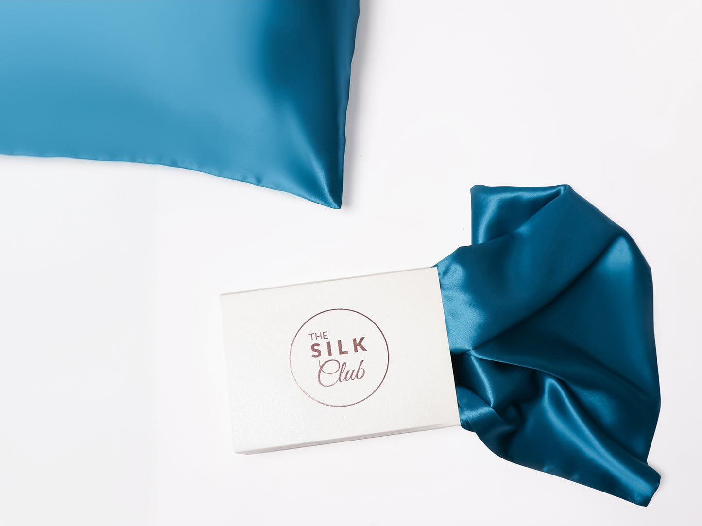 Azure Blue Silk Pillowcases & Gift Box