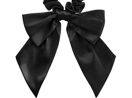 Navy Blue Silk Hair Ribbon Bow on Scrunchie