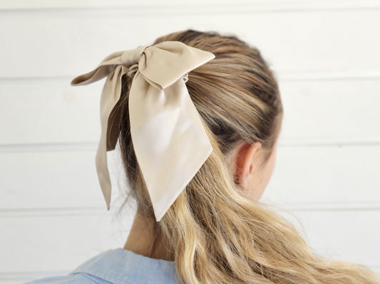 Silk Hair Bow Scrunchie Ponytail - How To Style A Silk Bow