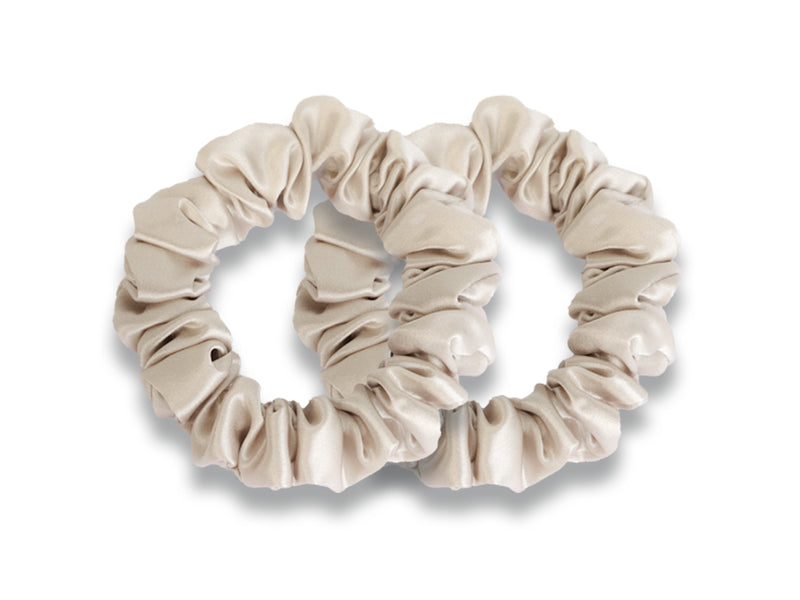 Pair of small champagne silk scrunchies
