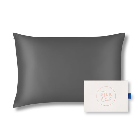 Charcoal Grey Organic Mulberry Silk Pillowcase with Gift Box - The Silk Club