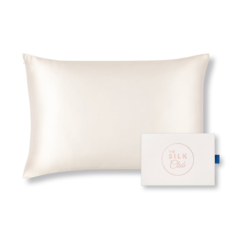 Cream Organic Mulberry Silk Pillowcase with Gift Box - The Silk Club