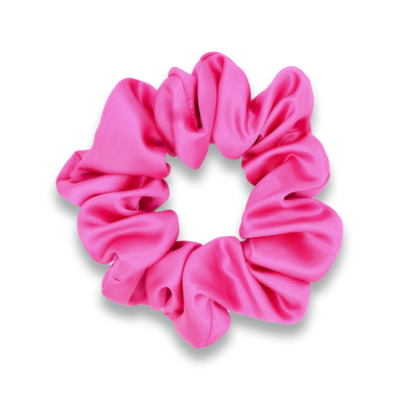 Flamingo Hot Pink Silk Scunchie Made from 22 Momme Pure Mulberry Silk