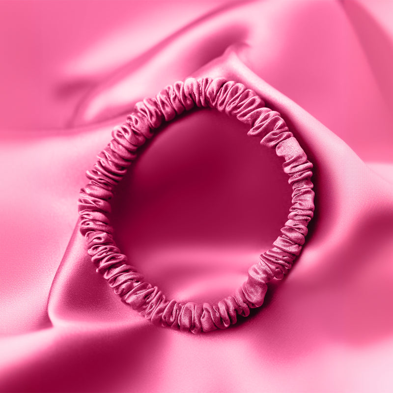 Flamingo Pink Silk Pillowcase and Hair Tie