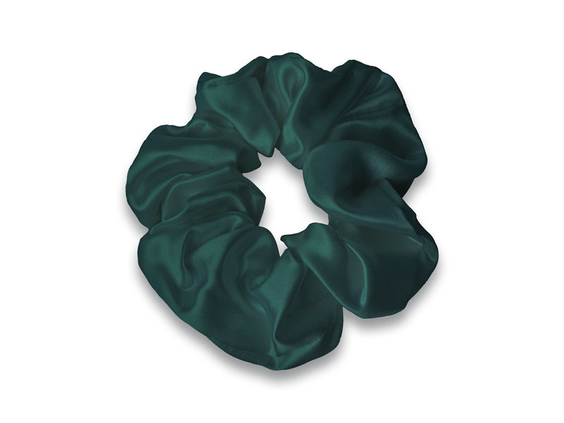Large Emerald Green Scrunchie Made From 22 Momme Mulberry Silk