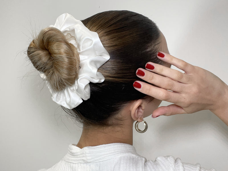Sleek Bun Silk Scrunchie Hairstyle Inspo