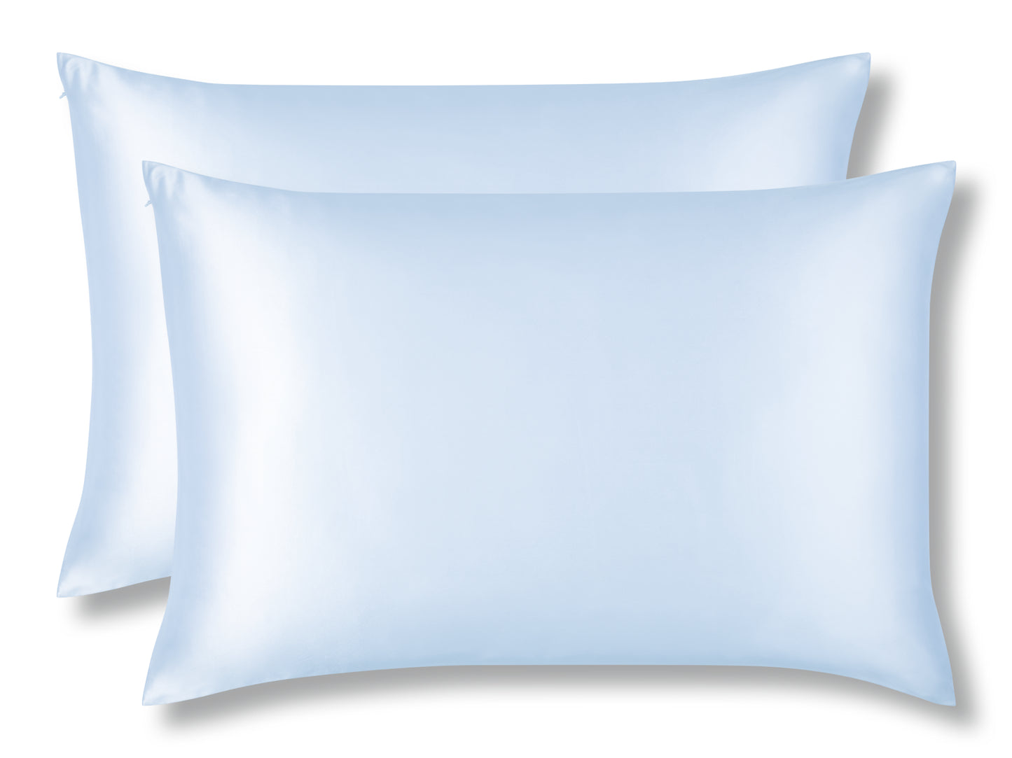 Pair of Coastal Blue Mulberry Silk Pillowcases - Pure 22 Momme Silk Pillowcases - Set of 2