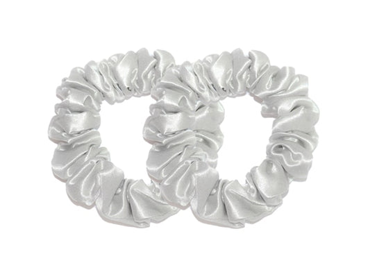 Pair of Small Silver Silk Scrunchies