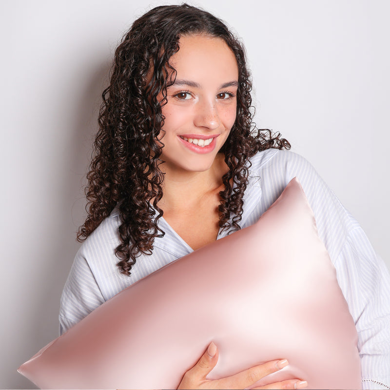 Pastel Pink Silk Pillowcase for skin and hair made from pure organic mulberry silk - Silk Pillowcase for Curly Hair