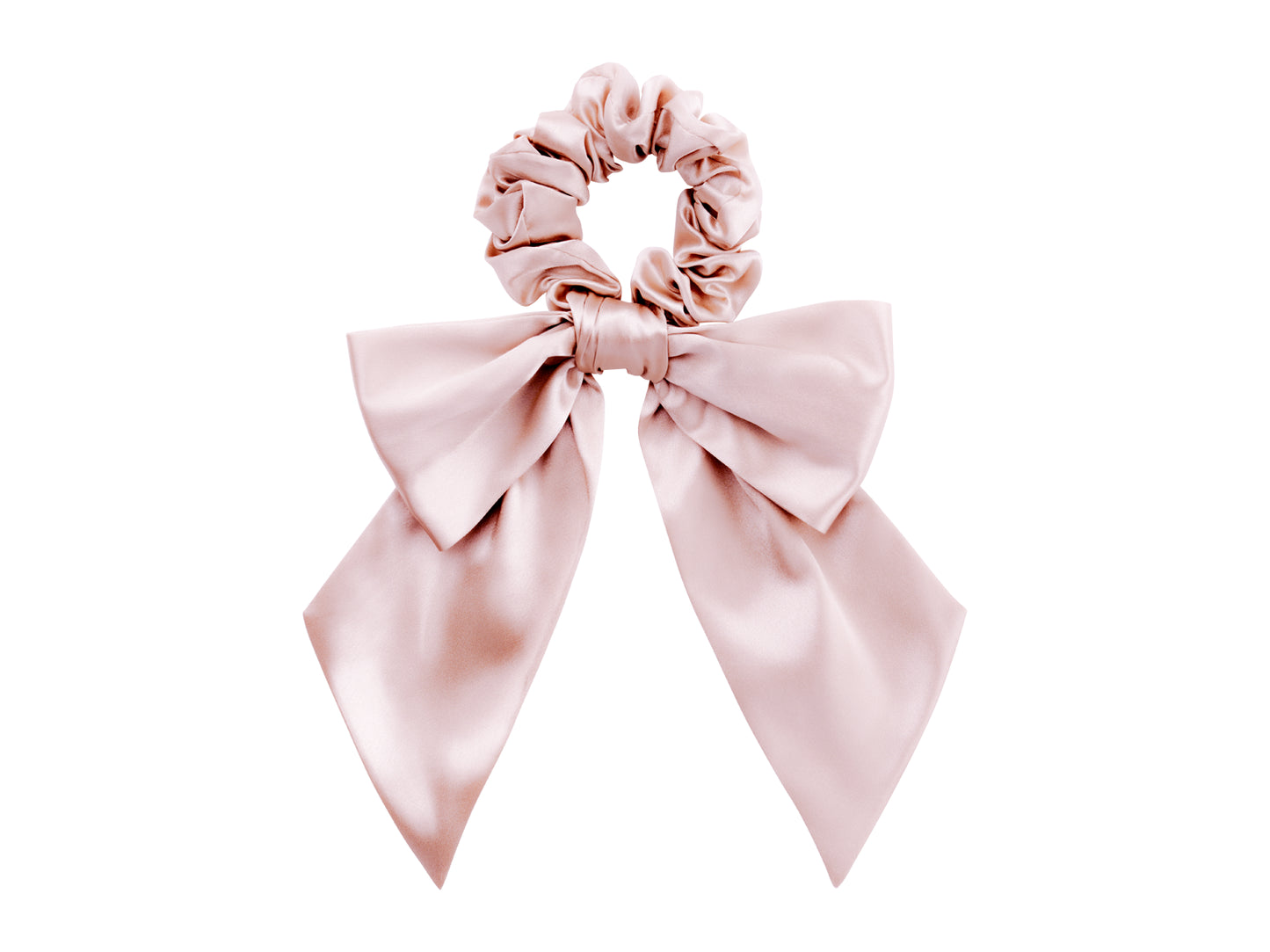 Pink Silk Hair Bow Scrunchie - Silk Hair Ribbons