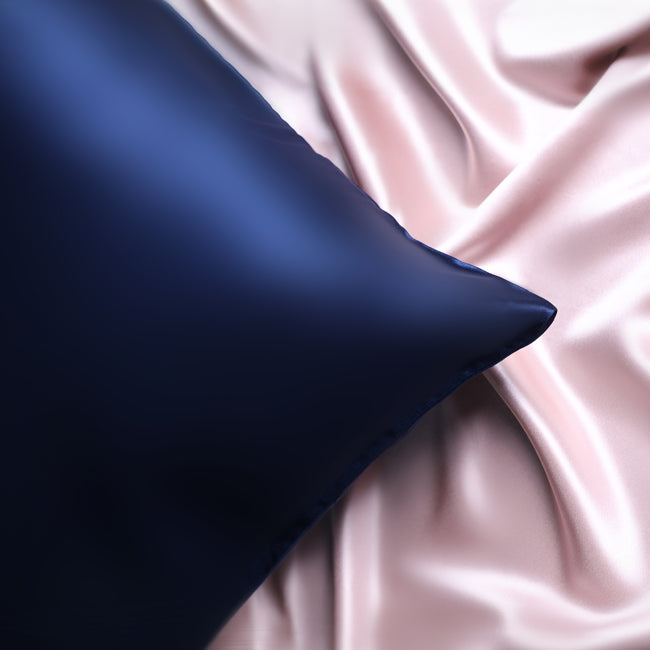 Pink & Navy Silk Pillowcases