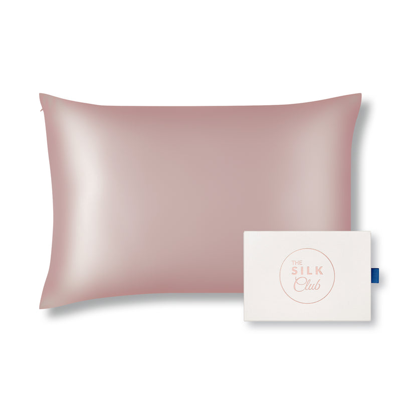 Rose Gold Organic Mulberry Silk Pillowcase with Gift Box - The Silk Club