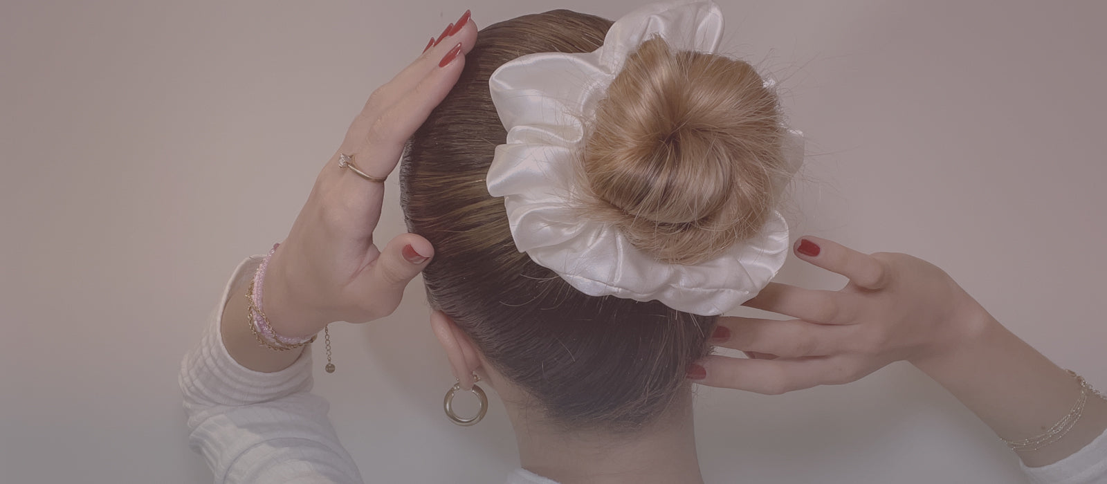 Silk Scrunchie Hairstyles 2025 - Sleek Bun With White Silk Scrunchie
