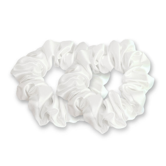 White Silk Scrunchies - Set of 2