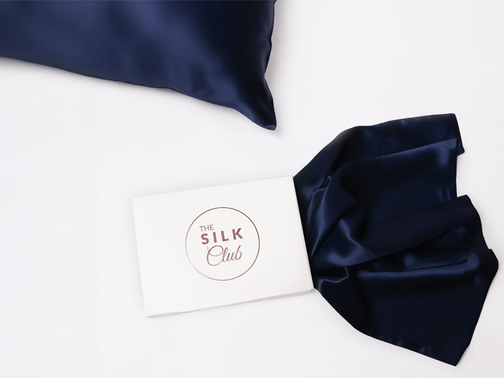 12th Wedding Anniversary Silk Gifts For Him and Her - Navy Silk Pillowcase