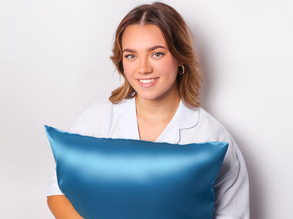 Azure Blue Silk Pillowcase For Hair & Skin