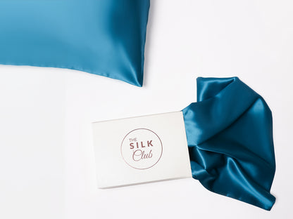 Azure Blue Silk Pillowcases & Gift Box