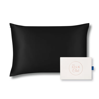 Black Organic Mulberry Silk Pillowcase with Gift Box - The Silk Club