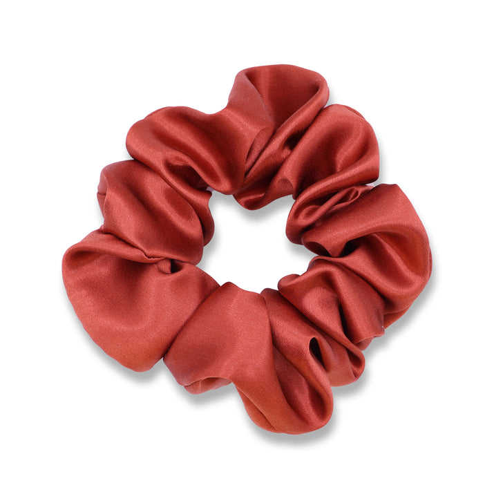 Burnt Orange Silk Scrunchie Made From Pure 22 Momme Mulberry Silk