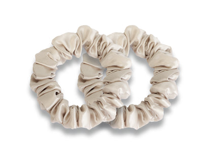 Pair of small champagne silk scrunchies