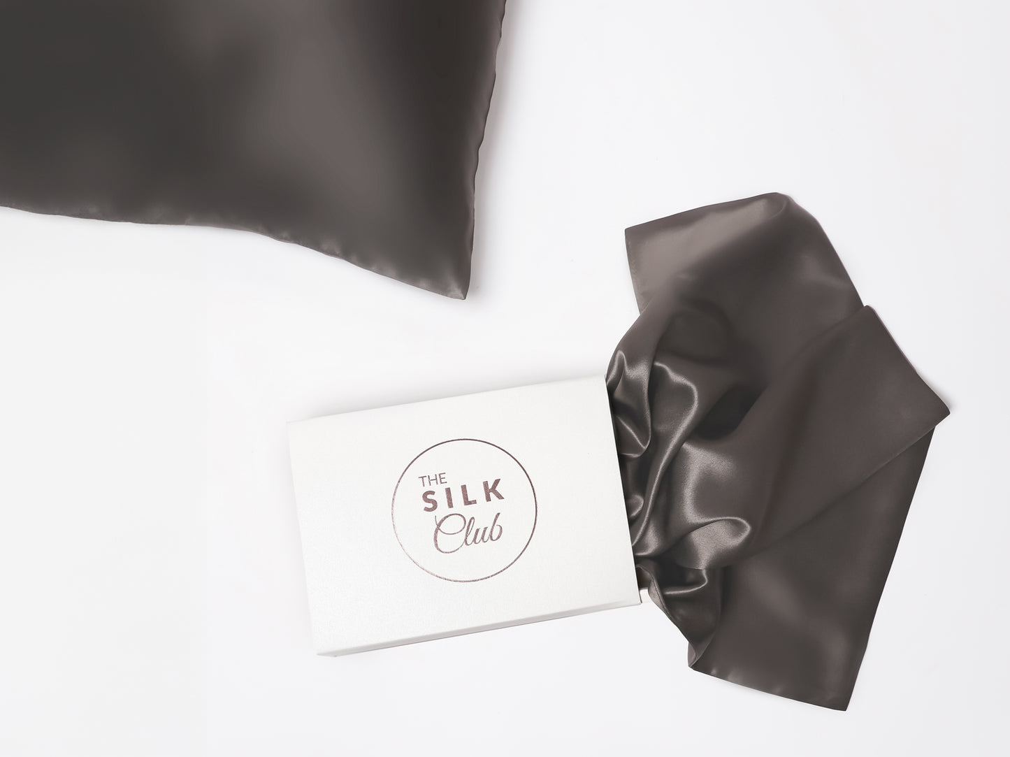 Charcoal Grey Silk Pillowcases & Gift Box