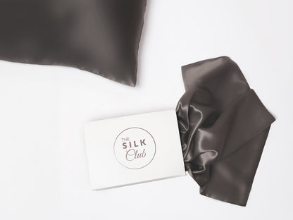 Charcoal Grey Silk Pillowcases & Gift Box