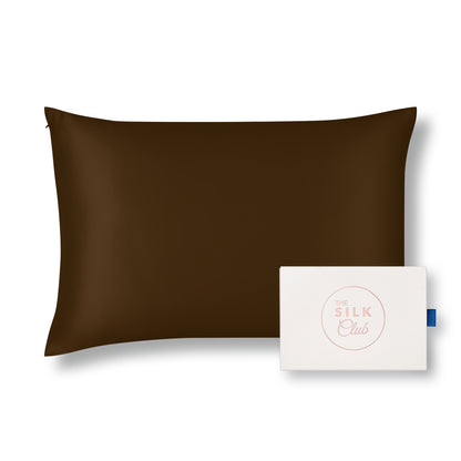 Chocolate Brown Silk Pillowcase with Gift Box - Made from Pure 22 Momme Mulberry Silk
