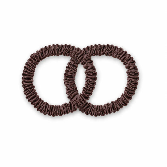 Chocolate Brown Silk Hair Ties - Set of 2