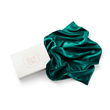 Emerald Green Silk Pillowcase & Scrunchie Gift Set Bundle