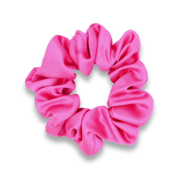 Flamingo Hot Pink Silk Scunchie Made from 22 Momme Pure Mulberry Silk