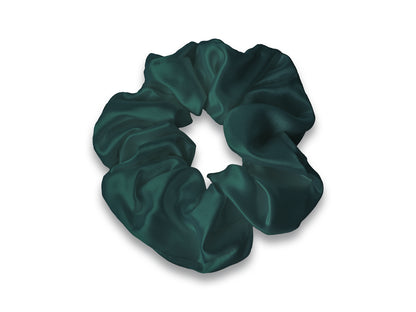 Large Emerald Green Scrunchie Made From 22 Momme Mulberry Silk