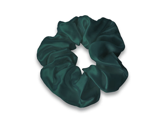 Large Emerald Green Scrunchie Made From 22 Momme Mulberry Silk