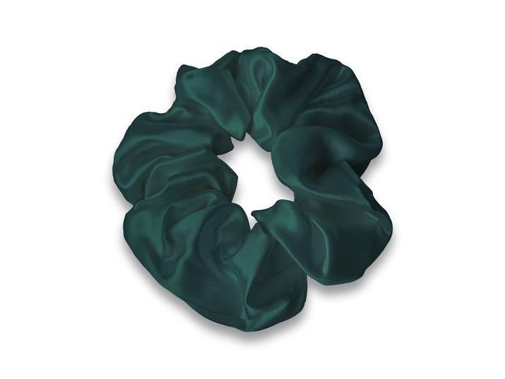 Large Emerald Green Scrunchie Made From 22 Momme Mulberry Silk
