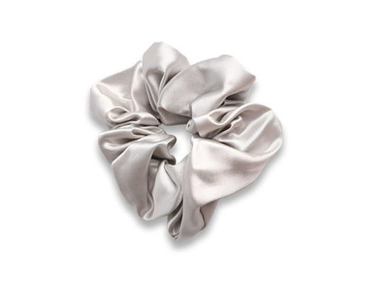 The Silk Club Large Silver Silk Scrunchie