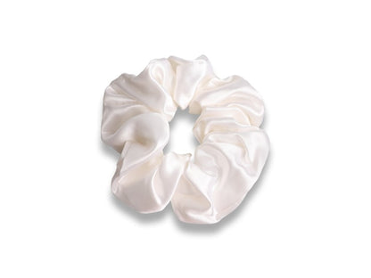 Large White Mulberry Silk Scrunchie - Large Silk Scrunchies