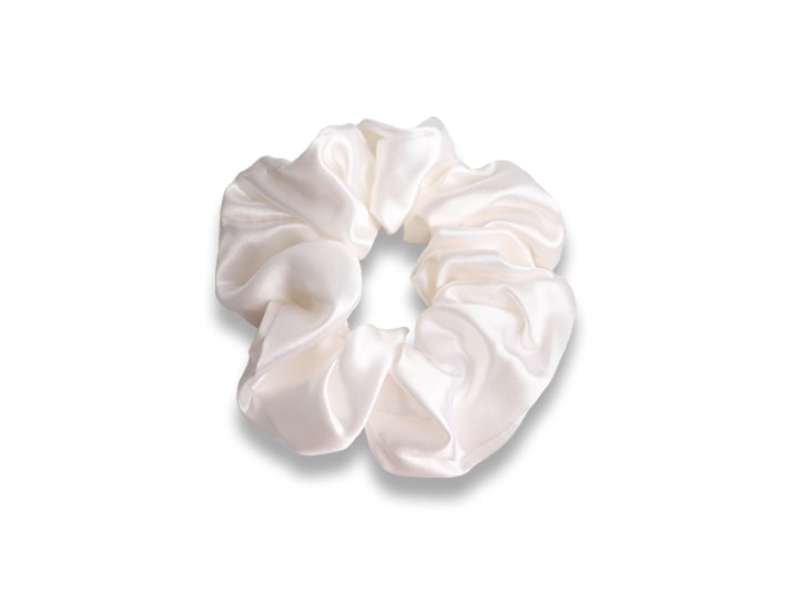 Large White Mulberry Silk Scrunchie - Large Silk Scrunchies
