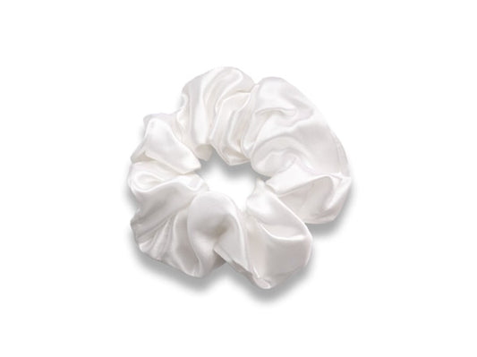 The Silk Club Large White Silk Scrunchie