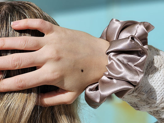 Oversized Rose Gold Silk Scrunchie