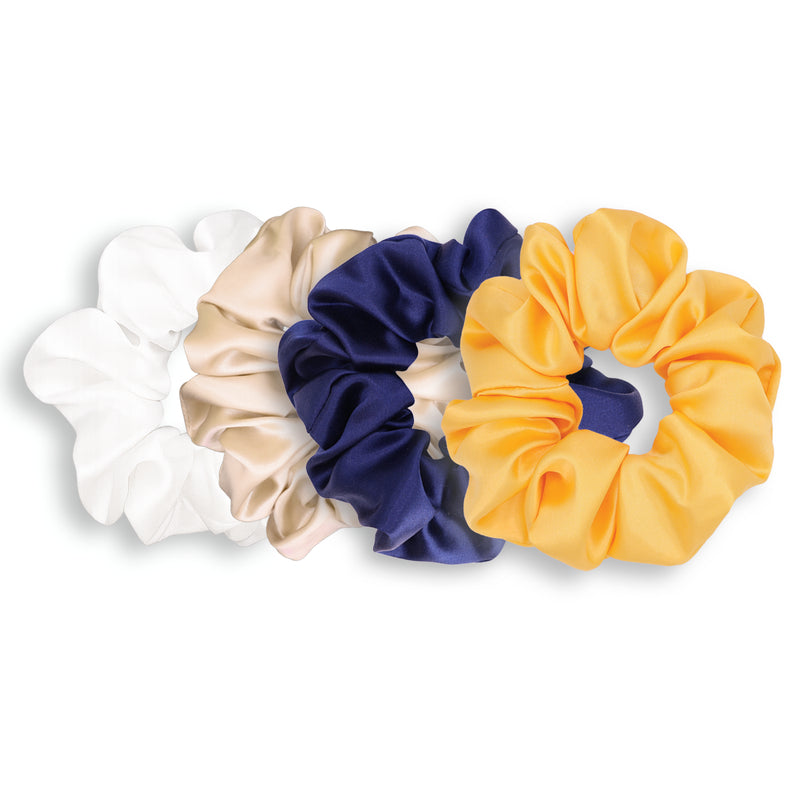 Nautic Edit Silk Scrunchie Gift Set - White, Champagne, Navy Blue and Lemon Zest
