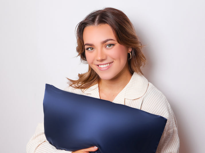 Navy Blue Silk Pillowcase For Hair
