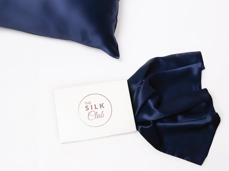 Navy Blue Silk Pillowcases & Gift Box