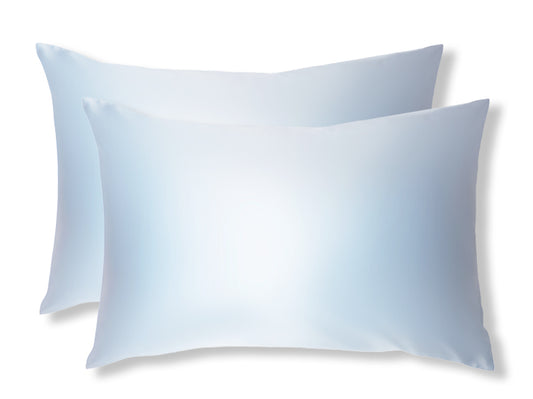 Set of 2 Coastal Blue Silk Pillowcases - Pair of Silk Pillowcases