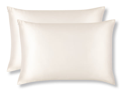 Pair of Cream Mulberry Silk Pillowcases - Pure 22 Momme Silk Pillowcases - Set of 2