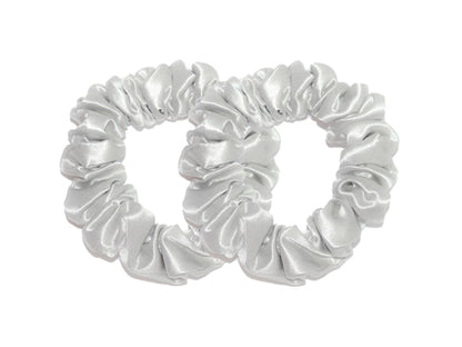 Pair of Small Silver Silk Scrunchies