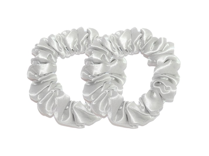 Pair of Small Silver Silk Scrunchies