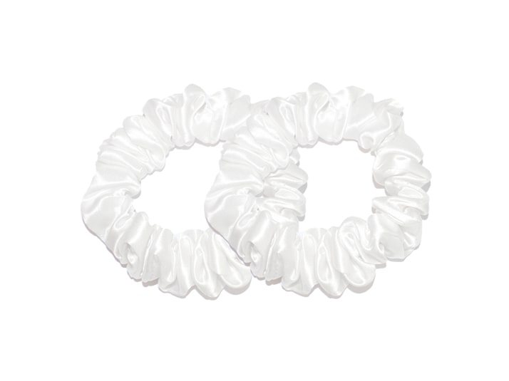 Small White Silk Scrunchies - Set Of 2