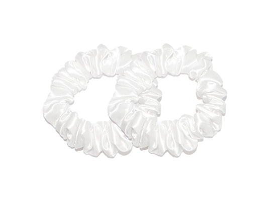 White Midi Silk Scrunchies - Set Of 2